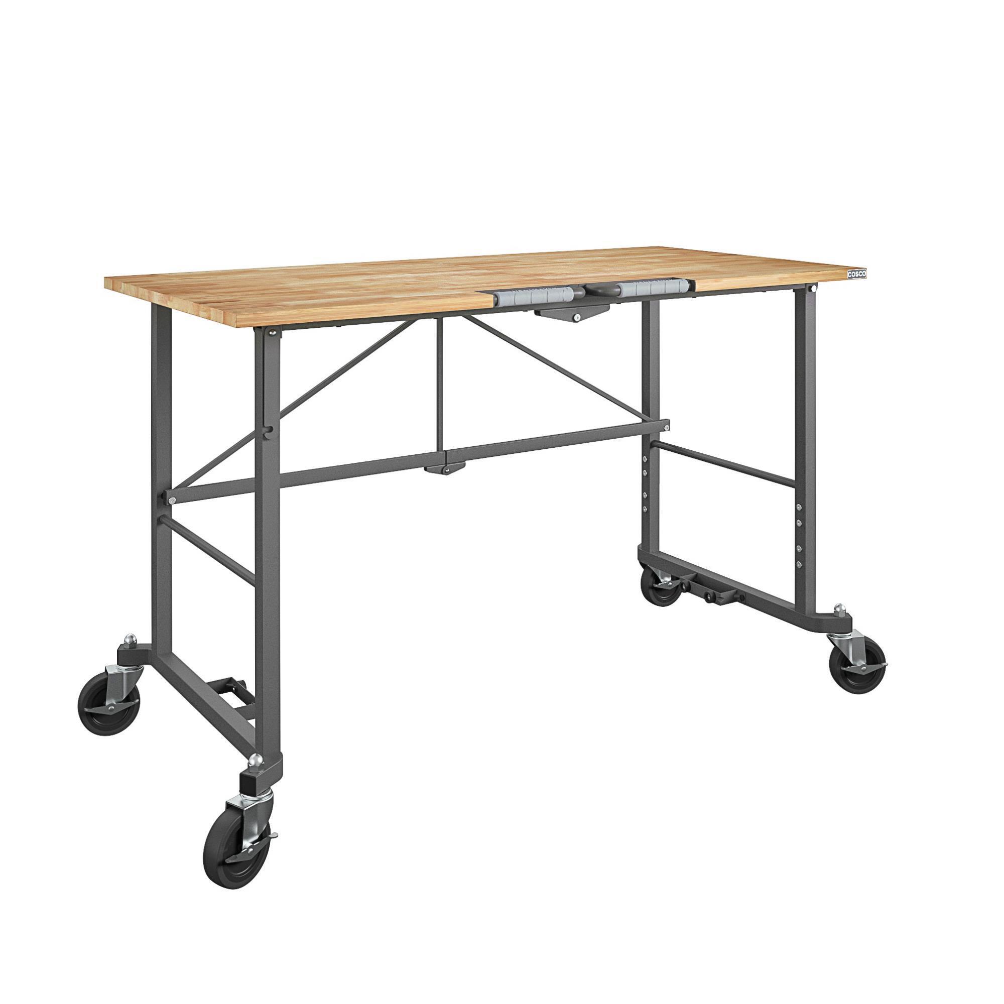 Cosco, Folding Workbench, Hardwood Top, 400 Lb. capacity, Width 14.5 in, Depth 25.51 in, Height 55.25 in, Model# 66760DKG1E